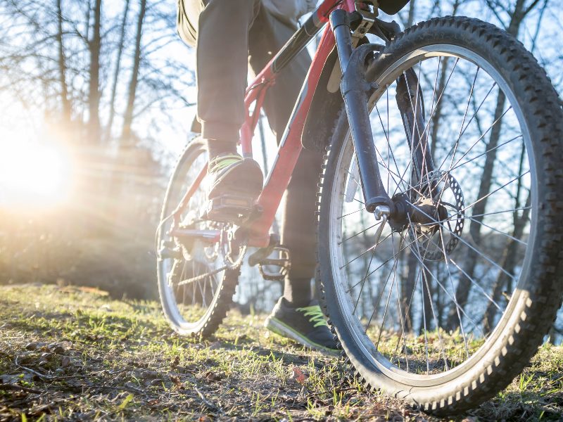 Cyclist resting after a ride